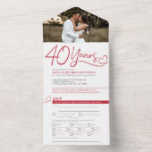RSVP foto van 40e Ruby bruiloft Rood eten RSVP All In One Uitnodiging (Binnen)