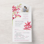 RSVP-foto van siersiersieraden, orchidee waterverf All In One Uitnodiging (Binnen)