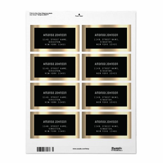 RSVP Framed Boutique Online Black Gold Lijst Etiket (Full Sheet)