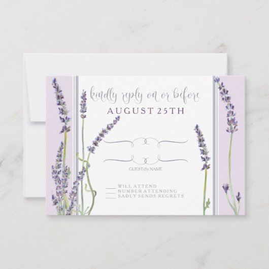 RSVP Franse lavender Floral Modern Typografie (Voorkant)