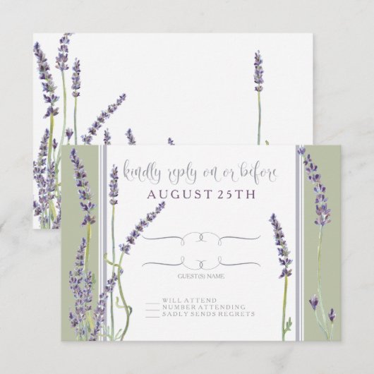 RSVP Franse lavender Flowers Modern Typografie (Voorkant / Achterkant)