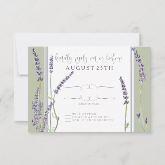 RSVP Franse lavender Flowers Modern Typografie Kaartje (Voorkant)