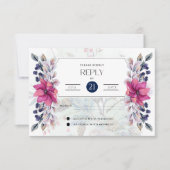 RSVP Fuchsia Roze Navy Blauwe Bloem Elegant (Voorkant)
