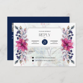 RSVP Fuchsia Roze Navy Blauwe Bloem Elegant