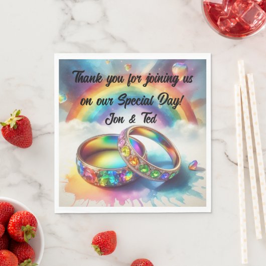 RSVP Gay lesbian Rainbow Rings Servet (Insitu)