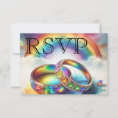 RSVP Gay lesbische regenboog ringen RSVP Kaart (Voorkant)