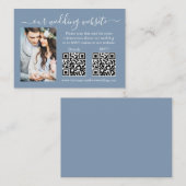 RSVP-gegevens over bruiloft foto 2 QR Dusty Blue Informatiekaartje (Voorkant / Achterkant)