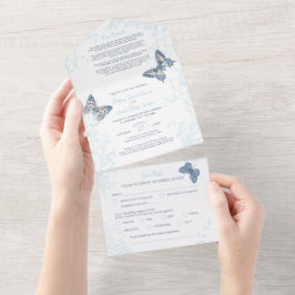 RSVP-gegevens over de blauwe vlindermaaltijd voor  All In One Uitnodiging