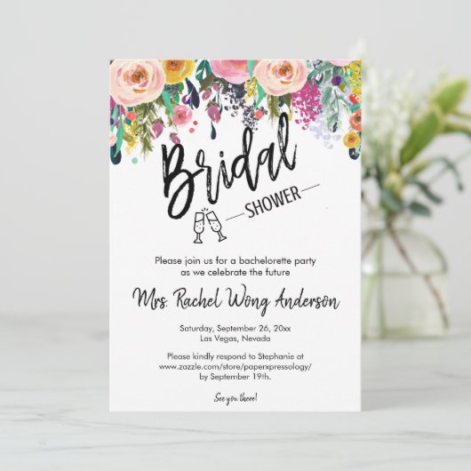 RSVP-gegevens van Boho Vrijgezellenfeest QR-code Kaart (Staand voorkant)