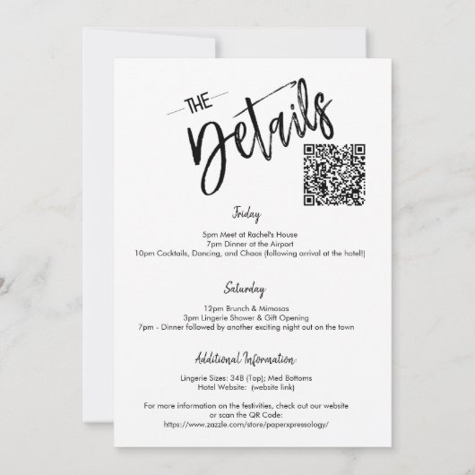 RSVP-gegevens van Boho Vrijgezellenfeest QR-code Kaart (Achterkant)