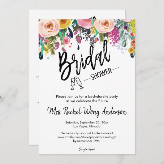 RSVP-gegevens van Boho Vrijgezellenfeest QR-code Kaart (Voorkant / Achterkant)