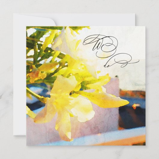 *~* RSVP Gele Waterverf Floral AR15 QR WEDDING Kaart (Voorkant)