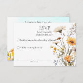 RSVP gele wilde bloemen botanische bruiloft thema (Voorkant / Achterkant)