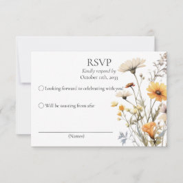 RSVP gele wilde bloemen botanische bruiloft thema