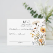 RSVP gele wilde bloemen botanische bruiloft thema Kaartje (Staand voorkant)