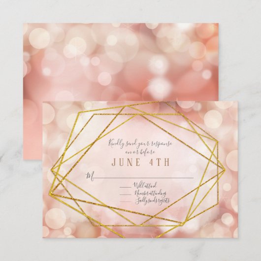 RSVP Geometrische Polygon Bokeh Twinkling Lights P Kaartje (Voorkant / Achterkant)