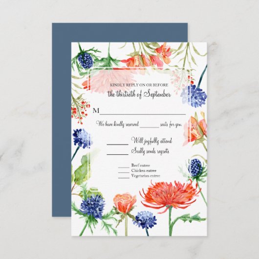 RSVP Gereserveerd Zitje met Menu Herfst Oranje Mum (Voorkant / Achterkant)