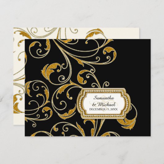 RSVP Glam Old Hollywood Regency Black Stropdas Eve (Voorkant / Achterkant)