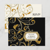 RSVP Glam Old Hollywood Regency Black Stropdas Eve Kaartje (Voorkant / Achterkant)