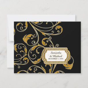 RSVP Glam Old Hollywood Regency Black Stropdas Eve Kaartje