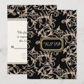 RSVP Glam Old Hollywood Regency Black Wedding Kaart (Voorkant / Achterkant)