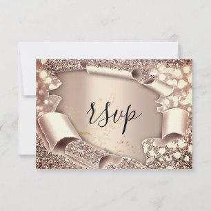 RSVP Glitter Bruidsdouche Roze Gouden Bloemen Kaartje