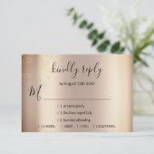 RSVP Glitter Bruiloft Roze Goud Bloemen (Staand voorkant)