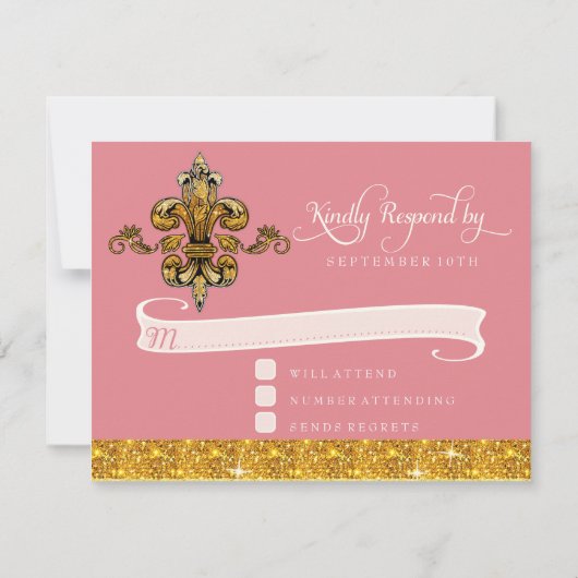 RSVP Glitter Faux Gold Black Formal Fleur de Lis (Achterkant)