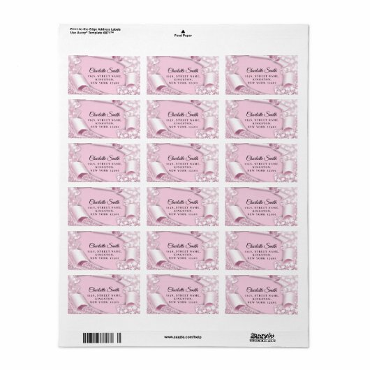 RSVP Glitter Sweet 16th Pink Blush Etiket (Full Sheet)