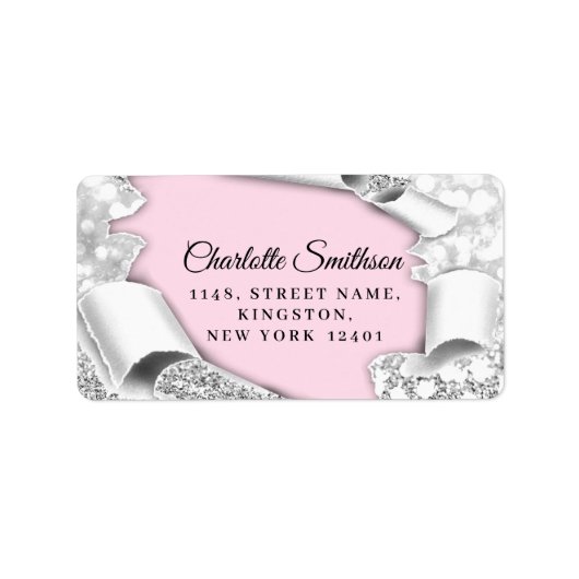 RSVP Glitter Sweet 16th Pink Silver Etiket (Voorkant)
