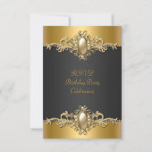RSVP Gold Black Elegant Verjaardagsfeest Parel (Voorkant)