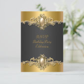 RSVP Gold Black Elegant Verjaardagsfeest Parel Kaartje (Staand voorkant)