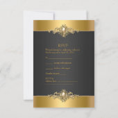 RSVP Gold Black Elegant Verjaardagsfeest Parel Kaartje (Achterkant)