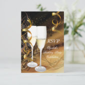 RSVP Gold Black verjaardagsfeest Champagne (Staand voorkant)