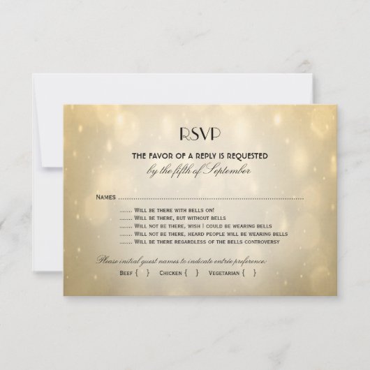 RSVP Gold Bokeh Kaartje (Voorkant)