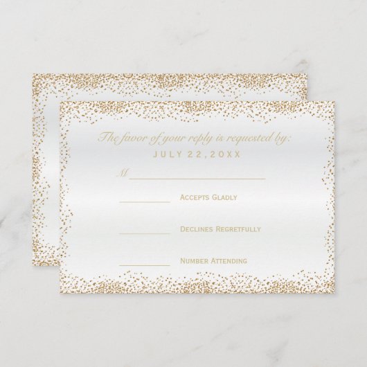 RSVP Gold Confetti en White Satin (Voorkant / Achterkant)