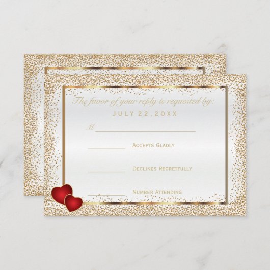 RSVP Gold Confetti en White Satin (Voorkant / Achterkant)