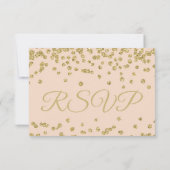 RSVP Gold Faux Glitter Confetti Blush Roos Kaartje (Achterkant)