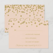RSVP Gold Faux Glitter Confetti Blush Roos Kaartje (Voorkant / Achterkant)