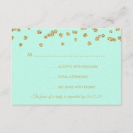 RSVP Gold Faux Glitter Confetti Mint Green Kaartje