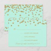 RSVP Gold Faux Glitter Confetti Mint Green Kaartje (Voorkant / Achterkant)