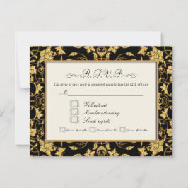 RSVP Gold Floral Damask Glitter Formal Wedding