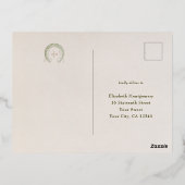 RSVP Gold Green Reply  Art Nouveau Mucha Folie Feestdagen Briefkaart (Achterkant)