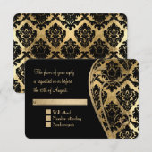 RSVP Gold Leaf look Damask Scroll Formal Wedding (Voorkant / Achterkant)