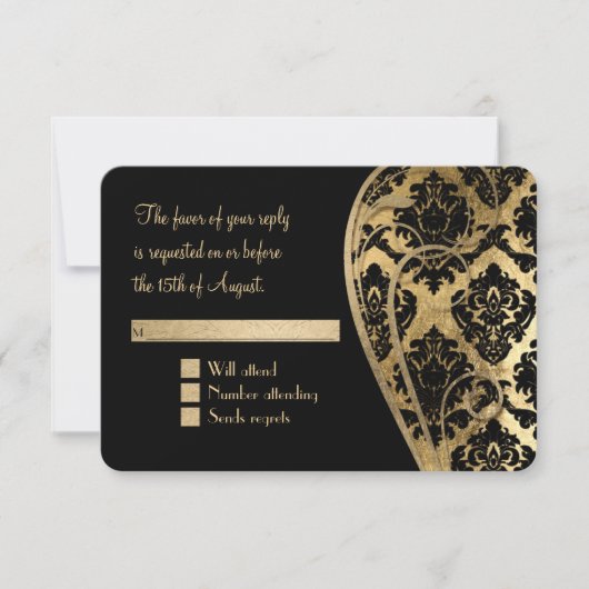 RSVP Gold Leaf look Damask Scroll Formal Wedding (Voorkant)