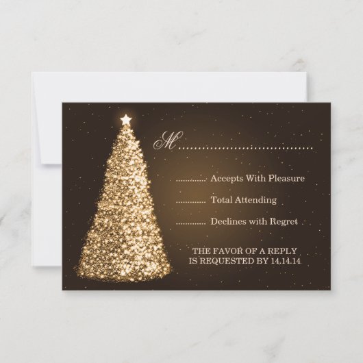 RSVP Gold met kerstbruiloft Kaartje (Voorkant)