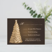 RSVP Gold met kerstbruiloft Kaartje (Staand voorkant)