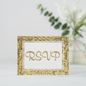 RSVP Gold Sequin Uitnodiging Briefkaart (Staand voorkant)