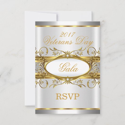 RSVP Gold Silver White en Gold Plaque Party Kaartje (Voorkant)