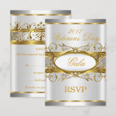 RSVP Gold Silver White en Gold Plaque Party Kaartje (Voorkant / Achterkant)